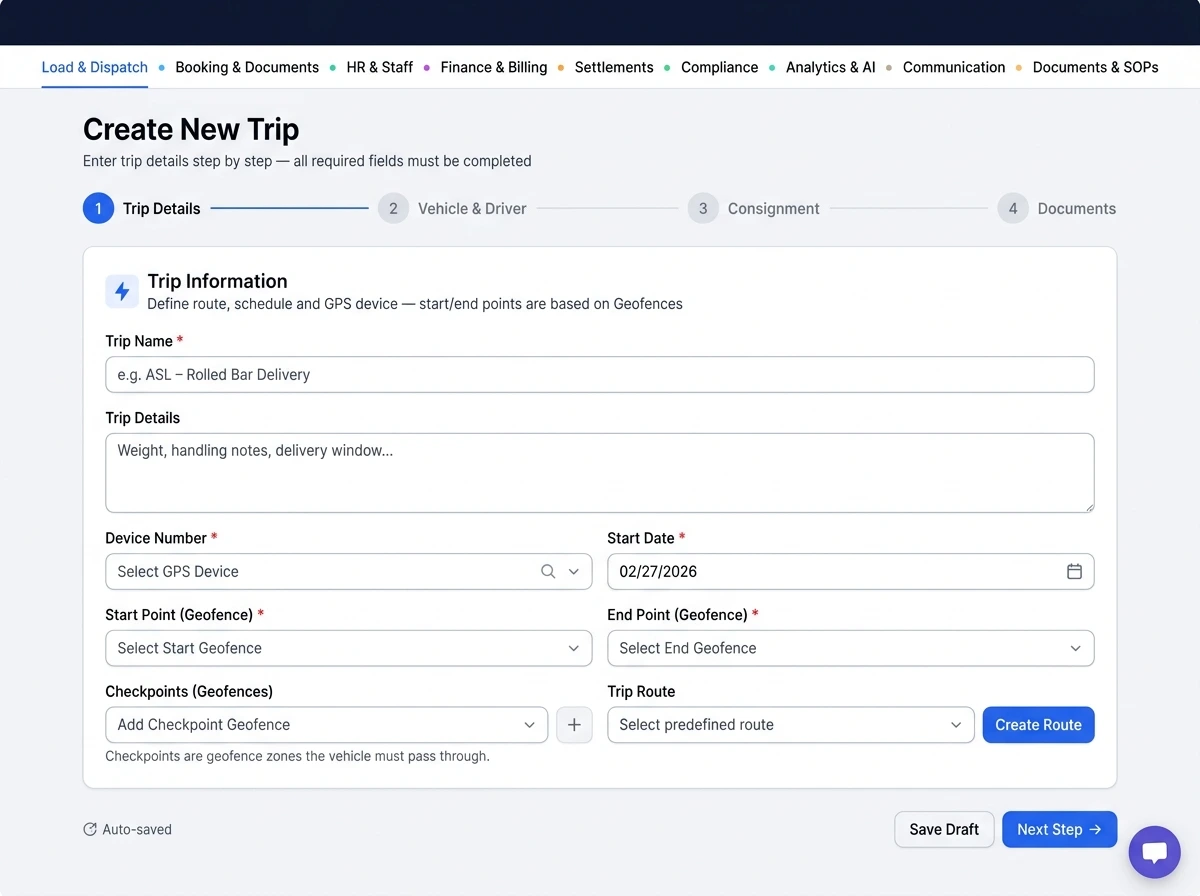 Smart Fleet Trip Operations Management Software